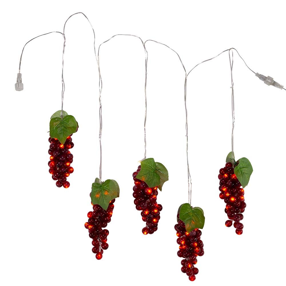Kurt Adler 100-Light Burgundy LED Grape Light Set with 5 Grape Bunches